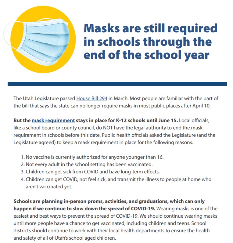 School Mask Mandate Continues Salem Hills High School
